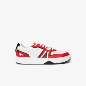 Image of Mens Lacoste L001 Leather Colour Contrast Trainers Size 7.5 UK Red / White