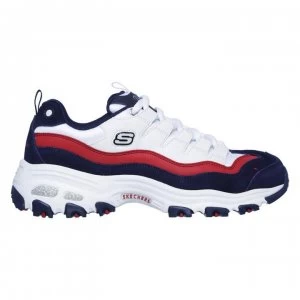 Image of Skechers Lifestyle DLite Sure Thing Trainers - Wht/Nvy/Red