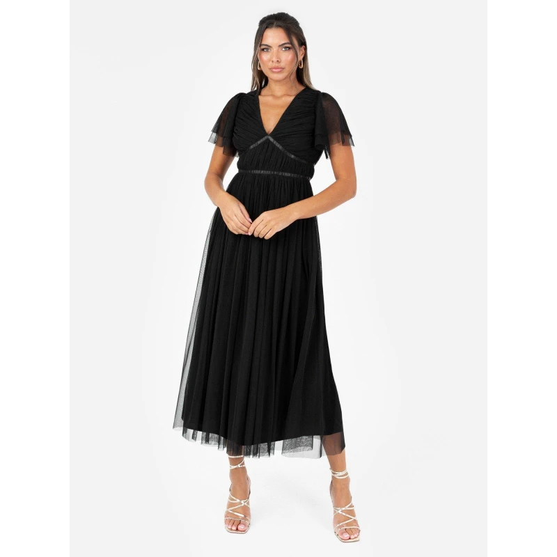 Image of Anaya with Love Womens Ribbon Detail Midi Dress in Black Size: 16 Black Female 16