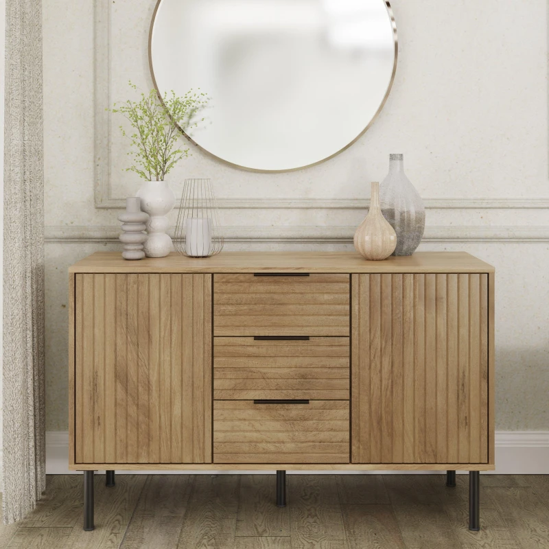 Image of GFW Nervata Oak 2 Door 3 Drawer Sideboard