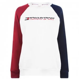 Image of Tommy Sport Colour Block Crew Sweatshirt - PVH White