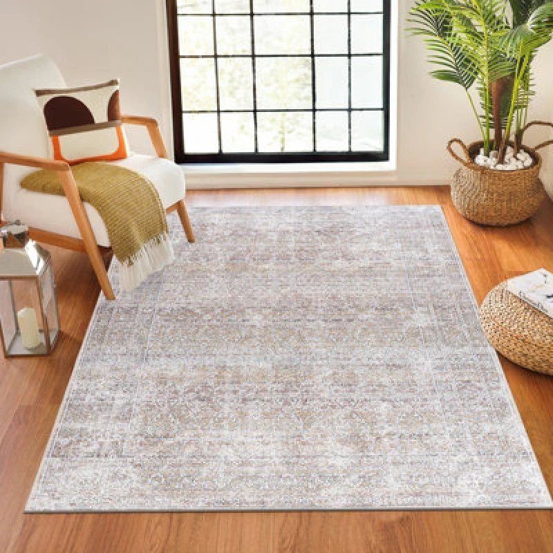 Image of Our Pnw Home X Livabliss Machine Washable Oriental Boho Dark Brown/cream Rainier Area Rug 160 X 220 Cm - Ideal For Living Room
