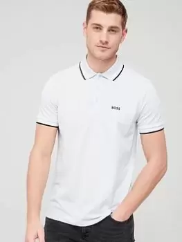 Image of BOSS Paddy Curved Logo Polo Shirt - Light Pastel Blue , Light Pastel Blue, Size S, Men