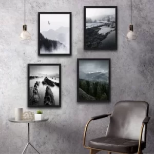 Image of Fly Set Multicolor Decorative Framed Painting (4 Pieces)