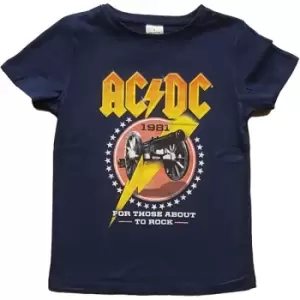 Image of AC/DC - For Those About To Rock '81 Kids 11-12 Years T-Shirt - Blue