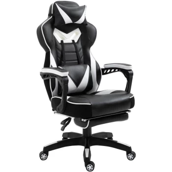 Image of Vinsetto - Gaming Chair Ergonomic Reclining Manual Footrest 5 Wheels Stylish White