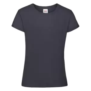Image of Fruit Of The Loom Girls Sofspun Short Sleeve T-Shirt (Pack of 2) (5-6) (Navy Blue)