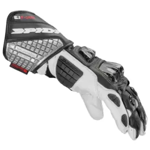 Image of Spidi Carbo Kangaroo Black White Motorcycle Gloves M