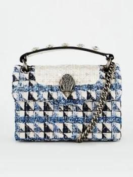 Image of Kurt Geiger London Tweed Mini Kensington Cross-Body Bag - White/Navy