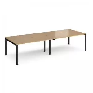 Image of Adapt double back to back desks 3200mm x 1200mm - Black frame and oak