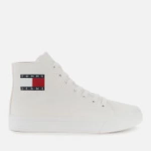 Image of Tommy Jeans Womens Mid Cup Canvas Hi-Top Trainers - White - UK 4