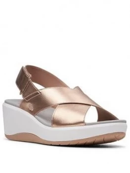 Image of Clarks Step Cali Cove Wedge Sandal - Rose Gold