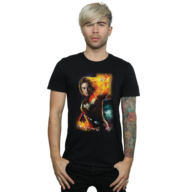 Image of Marvel Marvel Men Captain Galactic Shine T-Shirt in Black Size: Small Black S Male 5059114204069