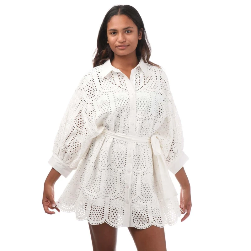 Image of Sundress Florine Short Dress - White White 6