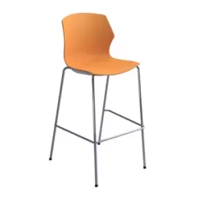 Image of Roscoe high stool with chrome legs and plastic shell - warm yellow