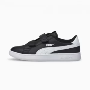 Image of PUMA Smash V2 Leather Kids Trainers, Black/White Size 1 Shoes