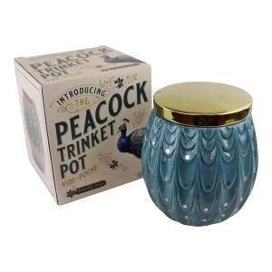 Image of Ceramic Peacock Trinket Pot With Lid