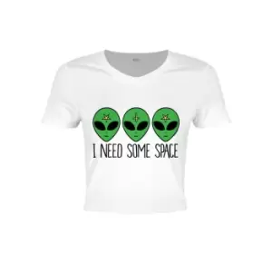 Image of Grindstore Ladies/Womens I Need Some Space Cosmic Alien Crop Top (Medium (UK 10-12)) (White)