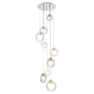 Image of Contemporary LED Cluster Pendant Ceiling 9 Light Gold, Glass 3000K