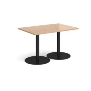 Image of Monza rectangular dining table with flat round Black bases 1200mm x 800mm - beech
