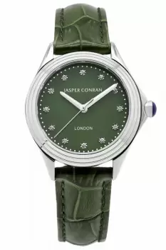Image of Ladies Jasper Conran London 32mm Watch with a Green Dial and a Green Leather strap J1L1020105