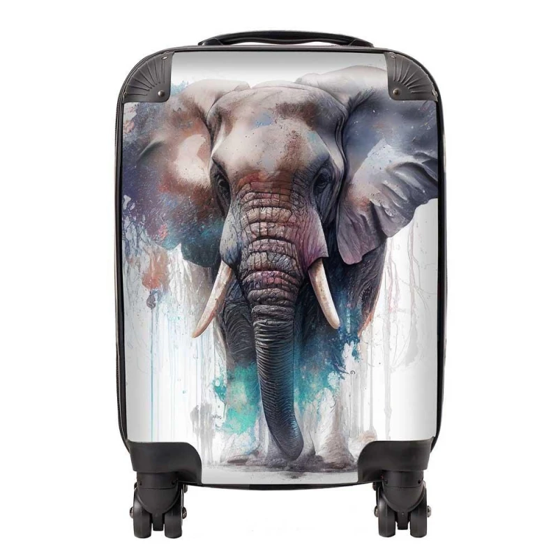 Image of Warren Reed - Designer Elephant Splashart Suitcase in Yellow Size: Medium Yellow Unisex Medium