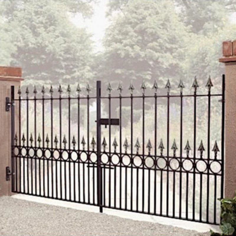 Image of Burbage Iron Craft Balmoral Premium Spear Top Low Double Driveway Gate - Steel - Fits Gap 2134mm X 1168mm High - Electro Galv./black Powder Coated