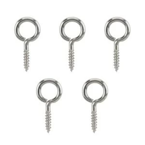 Image of BQ Nickel Effect Metal Screw Eye Pack of 25