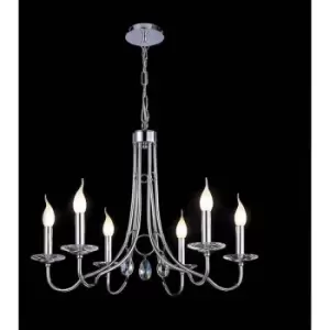 Image of Diyas - Round Danya pendant light 6 polished chrome/crystal bulbs
