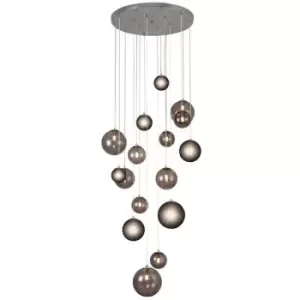 Image of Ceiling Cluster Pendant, 16 x G9, Polished Chrome, Smoked Glass - Luminosa Lighting