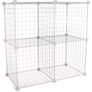 Image of 4 Cube Wire Storage Shelves White White - Pukkr