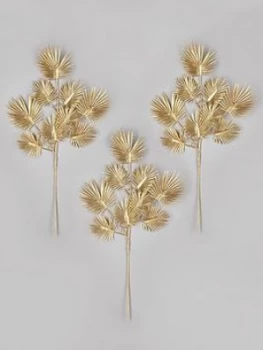 Image of Gisela Graham Set Of 3 Palm Leaf Spray Tree Picks