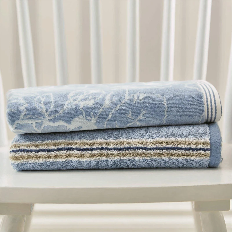 Image of Sanderson 'Brecon Stripe' Cotton Towels Midnight