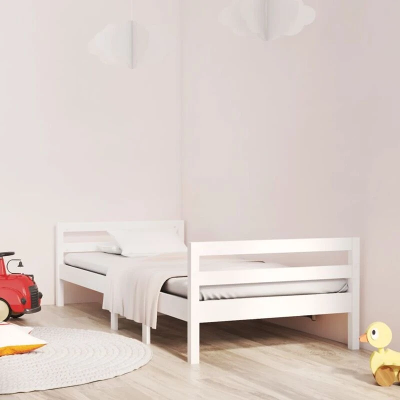 Image of Vidaxl Bed Frame White 80X200 Cm Solid Wood Pine, White 821630