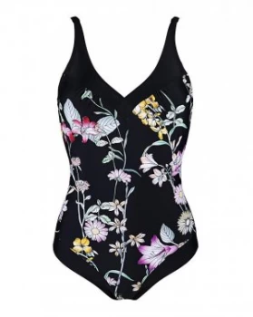 Image of Pour Moi Black Floral Control Swimsuit