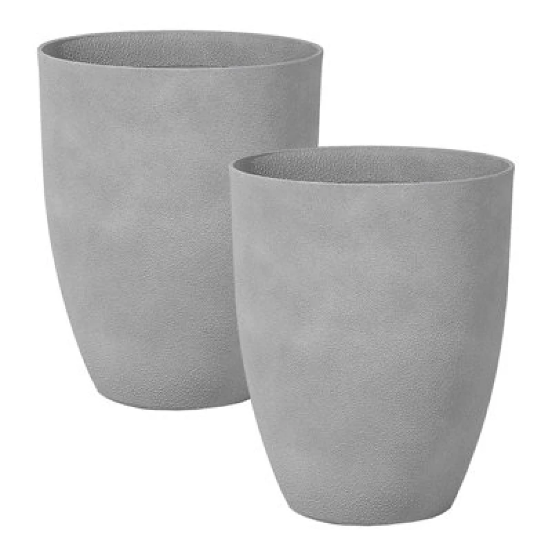 Image of Beliani Set Of 2 Plant Pots Croton 43cm Grey