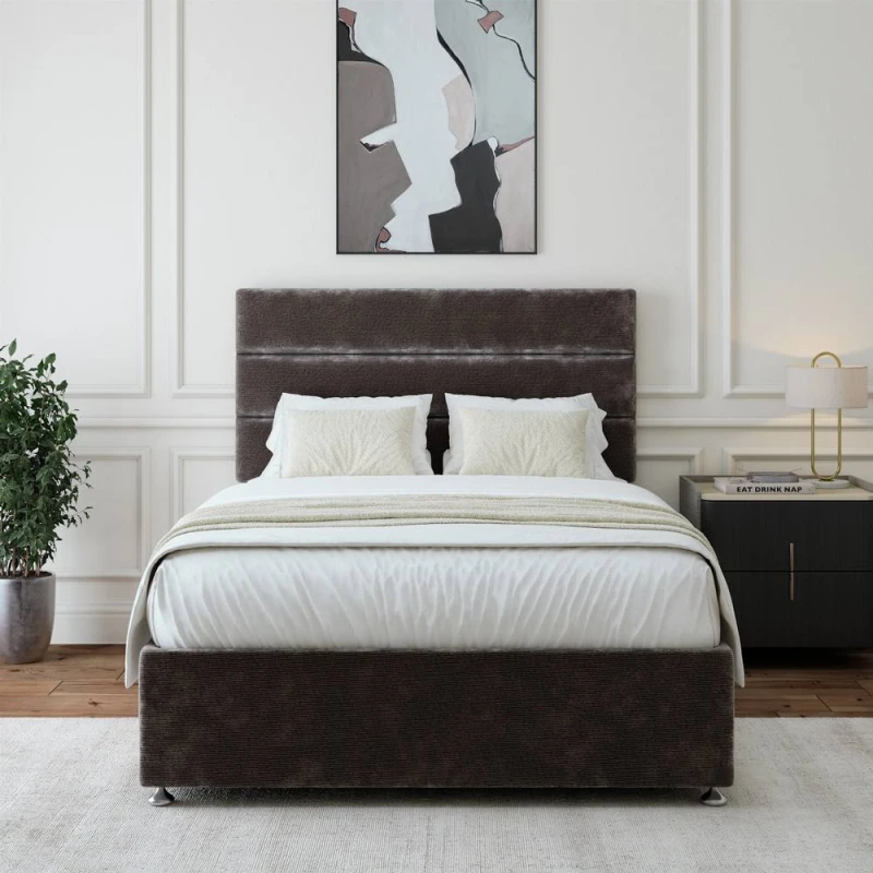 Image of Bedmaster Bedmaster Chenille Divan Base And Lined Headboard in Charcoal Size: Single Charcoal Single Unisex 9501729292451