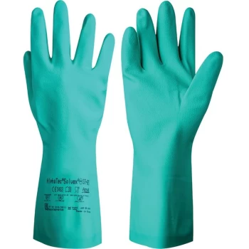 Image of Solvex 37-675 Green Nitrile Gauntlet Gloves - Size 9 - Ansell