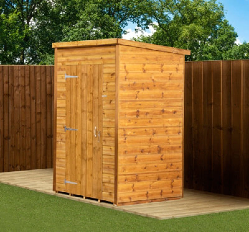Image of Empire Sheds Empire Modular Pent 4X4 Dipped Treated Tongue And Groove Wooden Garden Shed Single Door No Windows (4' X 4' / 4ft X 4ft) (4X4)