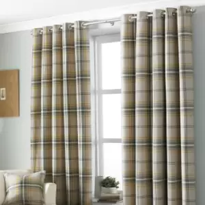 Image of Aviemore Tartan Faux Wool Eyelet Curtains Ochre, Ochre / 229 x 183cm