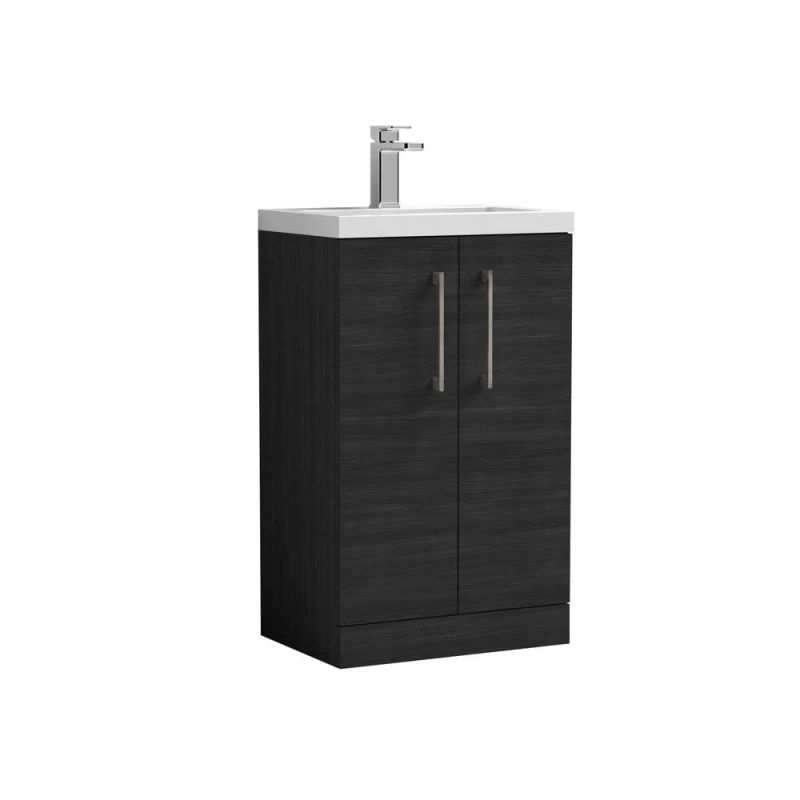 Image of Balterley Bathroom Vanity Basin Unit, Brushed Pewter Handles, 500mm, Wood Black Unisex