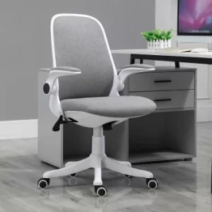 Image of Carclew Linen Office Chair with Lifting Armrests, Grey
