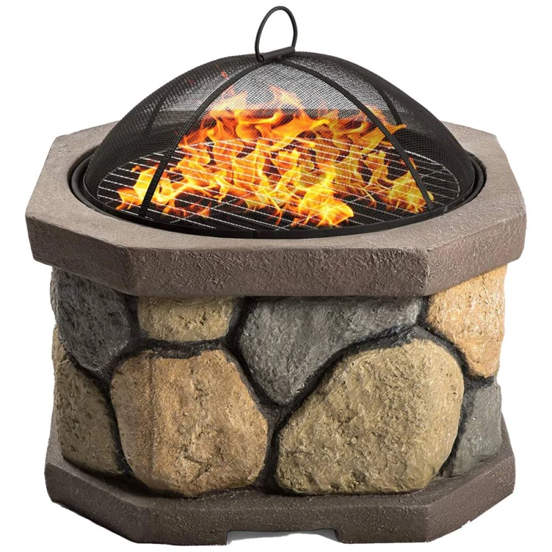 Image of CENTURION SUPPORTS Centurion Supports - Fireology bogota Bold Garden & Patio Heater Fire Pit Brazier and Barbecue with Eco-Stone Finish Bogota