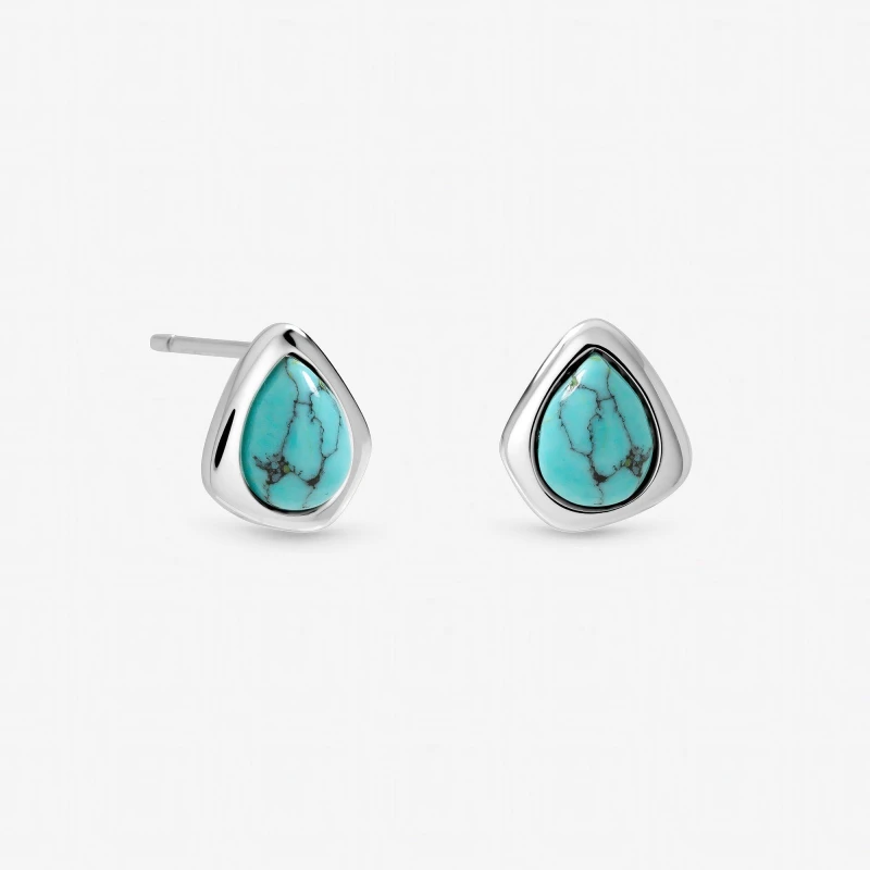 Image of Inicio Sterling Silver Plated Turquoise Polished Studs Silver female One Size