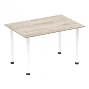 Image of Impulse 1200mm Straight Table Grey Oak Top White Post Leg I003711