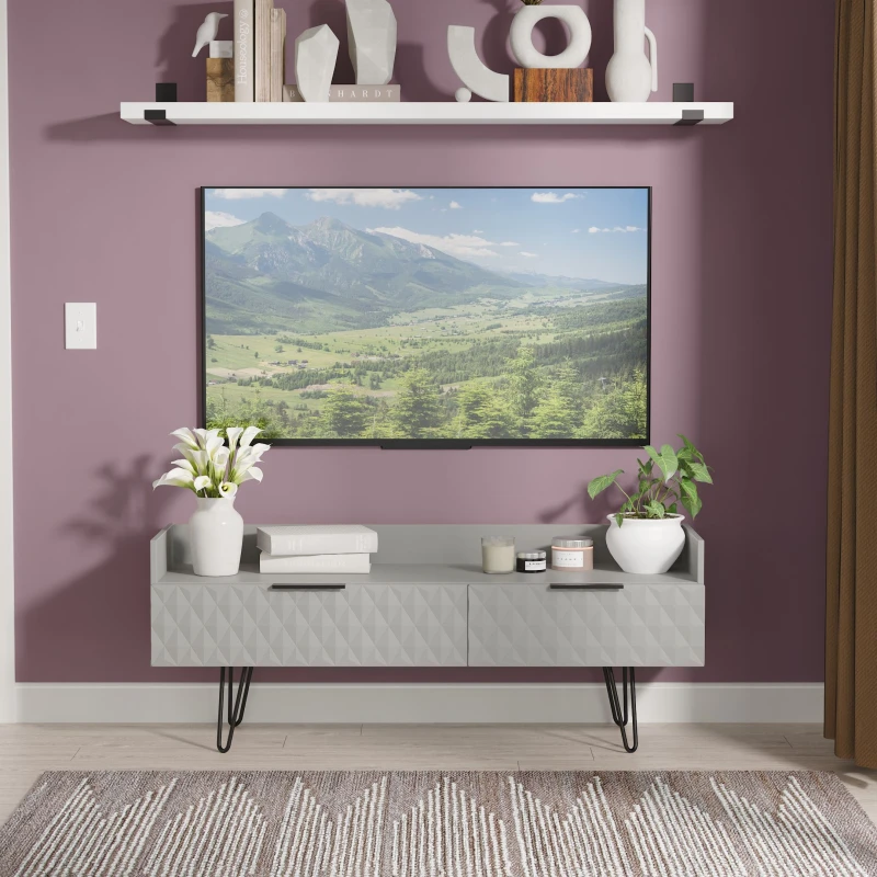 Image of Harlequin 2 Drawer Coffee TV Unit in Dusk Grey - Ready Assembled - Lewis's Home TJ Hughes 5056812209709