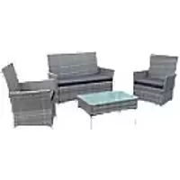 Image of Neo Sofa Set 4 Seat Grey RATTAN-4PC-GREY Set of 4 Pieces