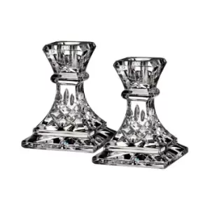 Image of Wedgwood Lismore Candlestick Sq 10cm/4in Pair - Clear