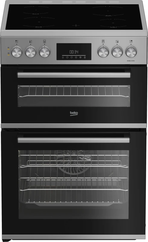 Image of Beko AeroPerfect FDC6731S 60cm Wide Double Oven Electric Cooker with Ceramic Hob - Silver - A/A Rated