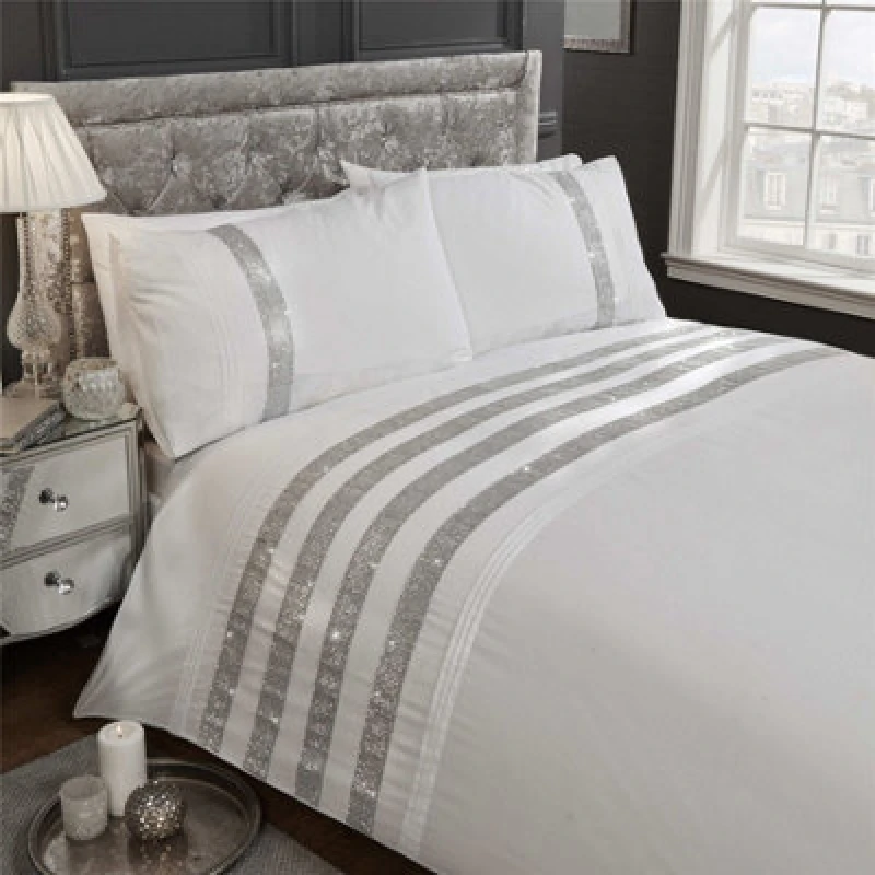 Image of Homespace Direct Ltd Carly White Super King Size Duvet Cover Bedding